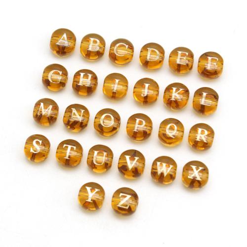 Glass Beads, Alphabet Letter, epoxy gel, DIY yellow, 8mm [