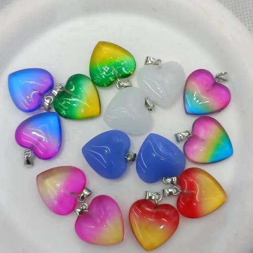 Glass Pendants, with Iron & 304 Stainless Steel, Heart, DIY 20mm 