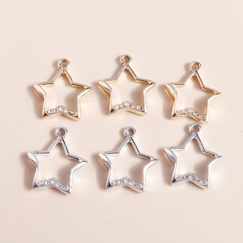 Zinc Alloy Rhinestone Pendants, Star, plated, DIY & with rhinestone 