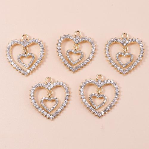 Zinc Alloy Rhinestone Pendants, Heart, plated, DIY & with rhinestone 