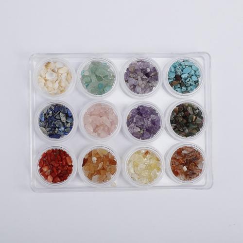 art d'ongle d'argile polymère , Gravier naturel, avec Boîte en plastique & coquille, Irrégulière, DIY & différents matériaux pour le choix, plus de couleurs à choisir, small box 30mm diameter and 14.5mm thickness, Vendu par boîte