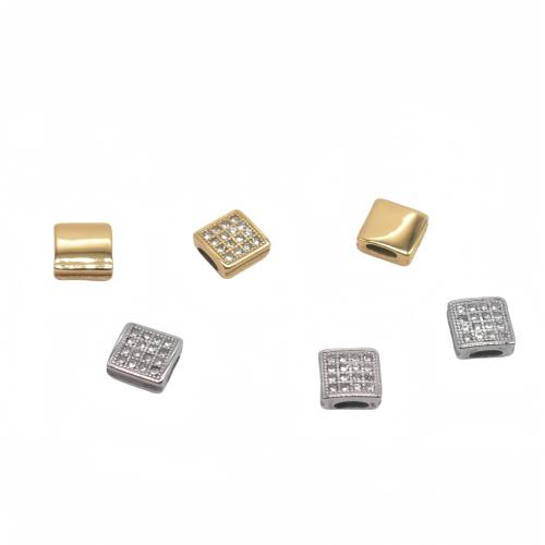 Stainless Steel Beads, 304 Stainless Steel,  Square, plated, DIY & with rhinestone 