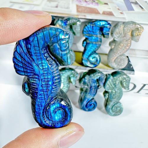 Labradorite décoration, hippocampe, bijoux de mode, bleu, Vendu par PC