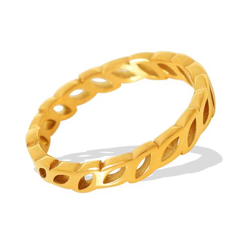 Stainless Steel Finger Ring, 304 Stainless Steel, 18K gold plated & for woman & hollow 