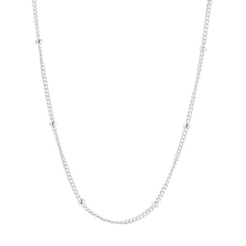 925 Sterling Silver Necklace, with 2inch extender chain, sideways chain & for woman Approx 15.7 Inch 