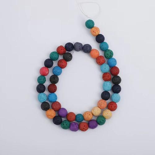 Multicolor Lava Beads, Artificial Volcanic Stone, Round, DIY, multi-colored, 8mm, Approx [