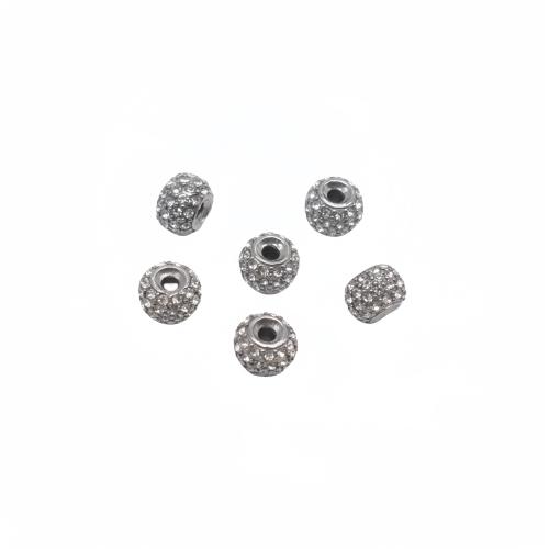 Stainless Steel Beads, 304 Stainless Steel, plated, DIY & with rhinestone 