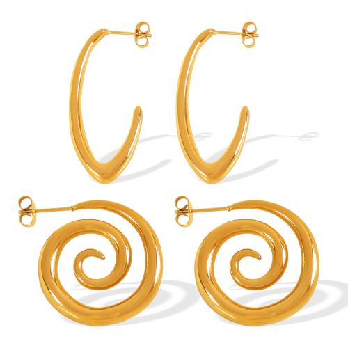 Arete de acero inoxidable , acero inoxidable 304, 18K chapado en oro, Joyería & diferentes estilos para la opción & para mujer, Vendido por Par