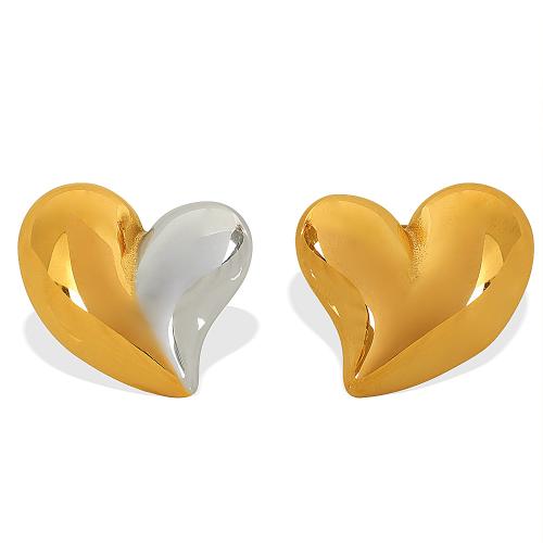 Asymmetric Earrings, 304 Stainless Steel, Heart, plated, fashion jewelry & for woman 