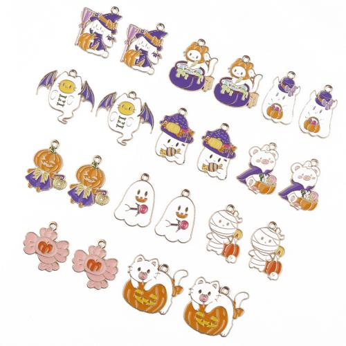 Moda colgante de Halloween, aleación de zinc, chapado en color dorado, Bricolaje & diferentes estilos para la opción & esmalte, más colores para la opción, 100PCs/Bolsa, Vendido por Bolsa