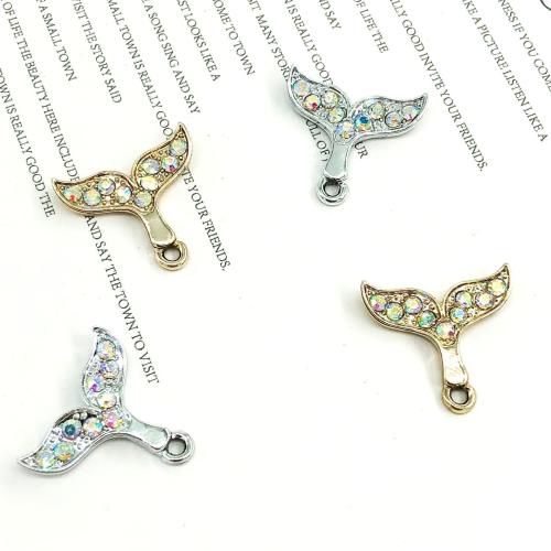 Zinc Alloy Rhinestone Pendants, Mermaid tail, plated, DIY & with rhinestone 