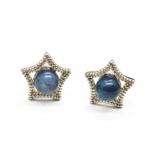 Gemstone Stud Earring, aleación de zinc, con Labradorita & metal, Estrella, chapado, Joyería, color mixto, 10x10mm, Vendido por Par