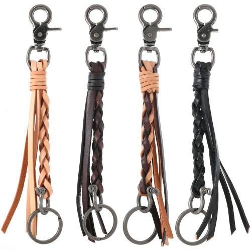 Leather Key Chains, Zinc Alloy, with Cowhide & Iron, handmade, multifunctional & Unisex [