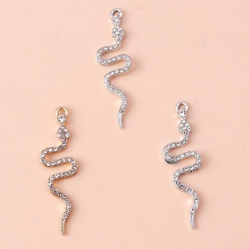 Zinc Alloy Rhinestone Pendants, Snake, plated, DIY & with rhinestone 