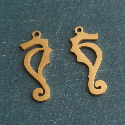 Titanium Steel Pendants, Seahorse, plated, DIY 