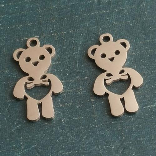 Titanium Steel Pendants, Bear, plated, DIY 