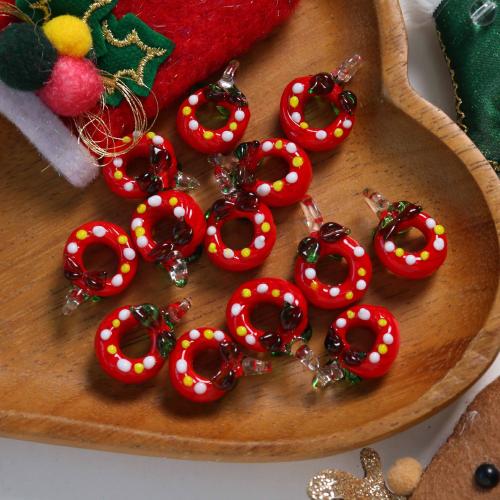 Pendentifs Lampwork de Noël, chalumeau, guirlande de noël, DIY, rouge Vendu par PC[