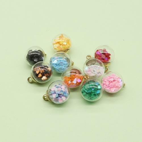 Glass Pendants, with Sequins, DIY, mixed colors mm 