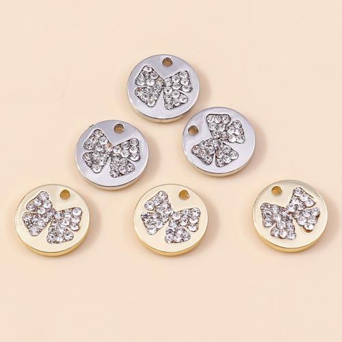 Zinc Alloy Rhinestone Pendants, Round, plated, DIY & with rhinestone 