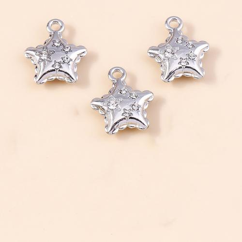 Zinc Alloy Rhinestone Pendants, Star, plated, DIY & with rhinestone 