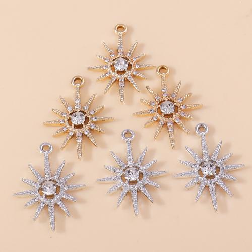 Zinc Alloy Rhinestone Pendants, Sun, plated, DIY & with rhinestone 