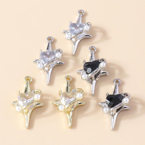 Zinc Alloy Rhinestone Pendants, with Plastic Pearl, plated, DIY & enamel & with rhinestone 