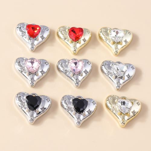 Zinc Alloy Rhinestone Pendants, with Cubic Zirconia, Heart, plated, DIY & with rhinestone 