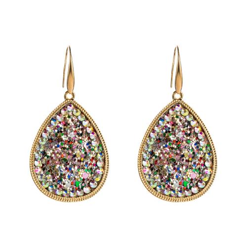 Fashion Create Jewelry Earring, PU Leather, with Sequins & Zinc Alloy, fashion jewelry & for woman & with rhinestone 