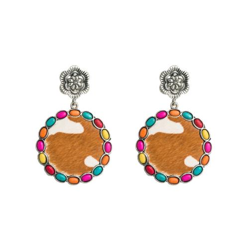 Fashion Create Jewelry Earring, PU Leather, with turquoise & Zinc Alloy, fashion jewelry & for woman 