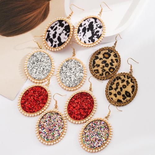 Fashion Create Jewelry Earring, Zinc Alloy, with PU Leather & Plastic Pearl, fashion jewelry & for woman 