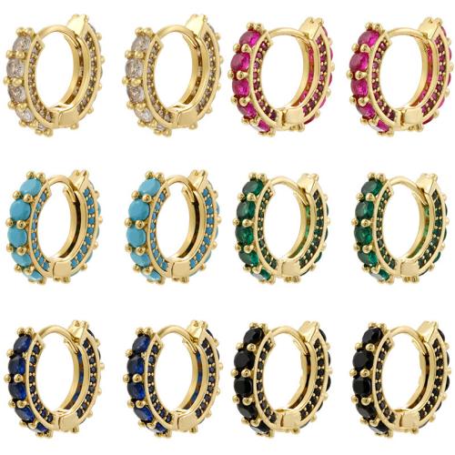 Cubic Zirconia Pendiente Brass Micro Pave, metal, chapado en color dorado, diferentes materiales para la opción & micro arcilla de zirconia cúbica & para mujer, más colores para la opción, Vendido por Par