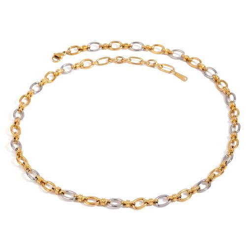 Collar de cadena de acero inoxidable, acero inoxidable 304, 18K chapado en oro, diferentes estilos para la opción & para mujer & 2-tono, Vendido por UD