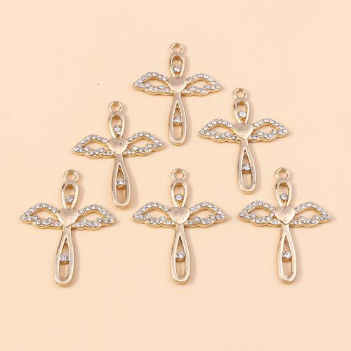 Zinc Alloy Rhinestone Pendants, Cross, plated, DIY & with rhinestone 