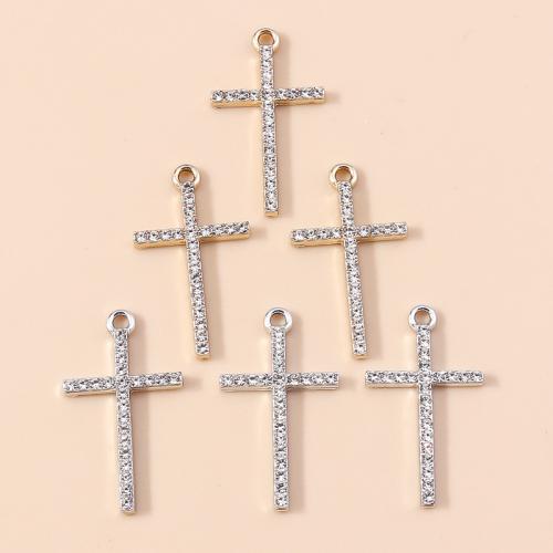 Colgantes de Aleación de Zinc en Forma Cruces, chapado, Bricolaje & con diamantes de imitación, más colores para la opción, 10PCs/Bolsa, Vendido por Bolsa