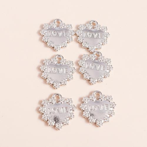 Colgantes de Aleación de Zinc en Forma de Corazón, chapado, Bricolaje, 20PCs/Bolsa, Vendido por Bolsa