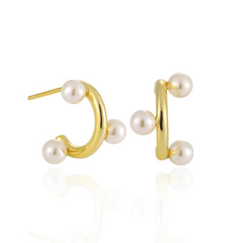 Argent sterling 925 boucle d oreille dormeuse, avec Shell Pearl, Lettre C, bijoux de mode & pour femme, plus de couleurs à choisir Vendu par paire[