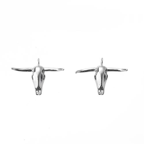 Bijoux pendentifs en laiton, bœuf, Placage de couleur argentée, DIY Vendu par PC