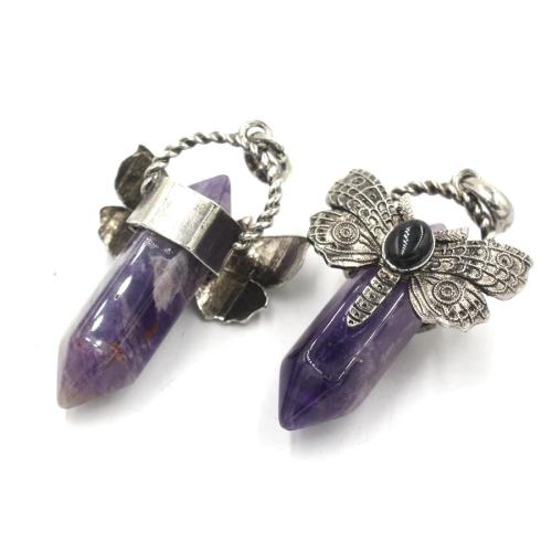 Gemstone Pendantifs en laiton, Pierre naturelle, avec laiton, DIY & différents matériaux pour le choix, plus de couleurs à choisir Vendu par PC