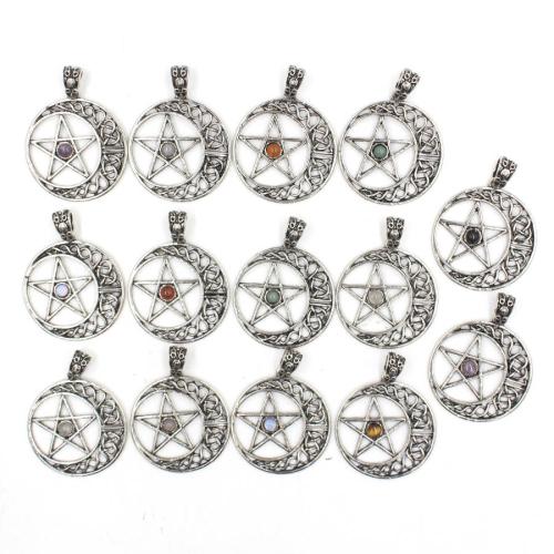 Gemstone Pendantifs en laiton, avec Pierre naturelle, Placage, DIY & différents matériaux pour le choix, plus de couleurs à choisir Vendu par PC