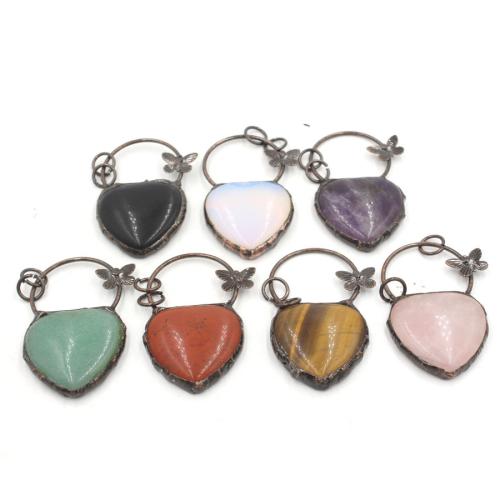 Gemstone Pendantifs en laiton, Pierre naturelle, avec laiton, DIY & différents matériaux pour le choix, plus de couleurs à choisir Vendu par PC