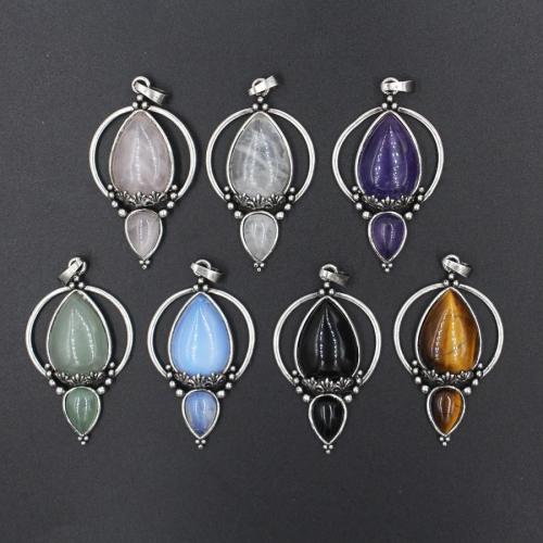 Gemstone Pendantifs en laiton, Pierre naturelle, avec laiton, DIY & différents matériaux pour le choix, plus de couleurs à choisir Vendu par PC