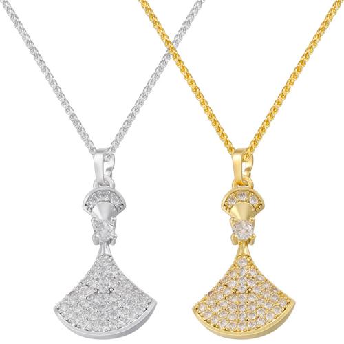 Collier en laiton cubique Zircon Micro Pave, avec 50mm chaînes de rallonge, Placage, bijoux de mode & pavé de micro zircon & pour femme, plus de couleurs à choisir mm, Vendu par PC