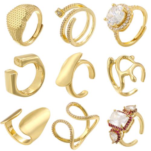 Zircon pavent l'anneau en laiton de doigt, Placage, styles différents pour le choix & pavé de micro zircon & pour femme, plus de couleurs à choisir, Vendu par PC