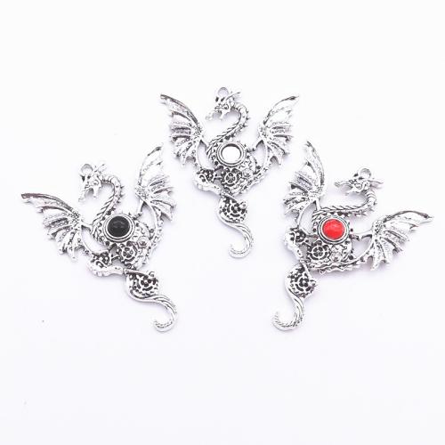 Zinc Alloy Pendant, Dragon, plated, gothic style & DIY & with rhinestone 