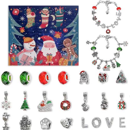 alliage de zinc Enfants bricolage cordes Perles Set, avec cristal, Placage, Conception de Noël & émail & avec strass, plus de couleurs à choisir Vendu par fixé