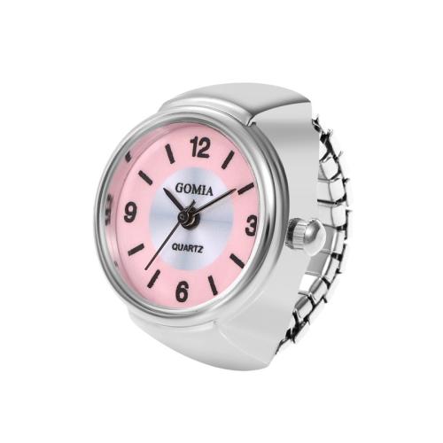 Zinc Alloy Finger Ring Watch, with Glass, Round, plated, Chinese movement & Unisex [