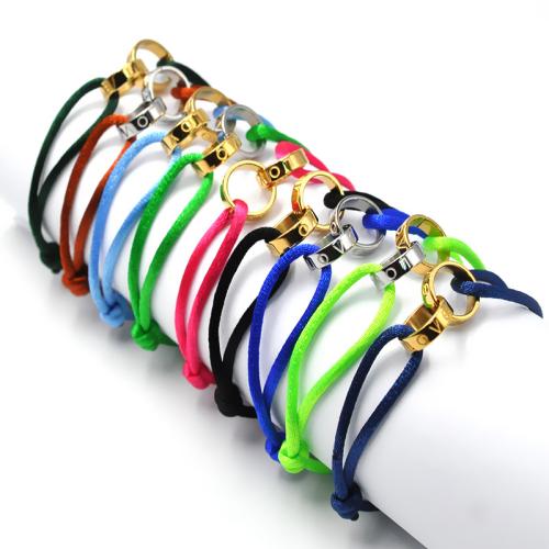 Acier inoxydable 304 bracelet, avec cordon de polyester, Placage, unisexe & réglable, plus de couleurs à choisir Environ 6-10 pouce, Vendu par PC