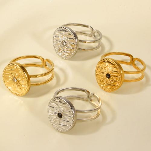 Strass Edelstahl Fingerring, 304 Edelstahl, mit Strass, Vakuum-Ionen-Beschichtung, Einstellbar & Modeschmuck & für Frau, keine, verkauft von PC