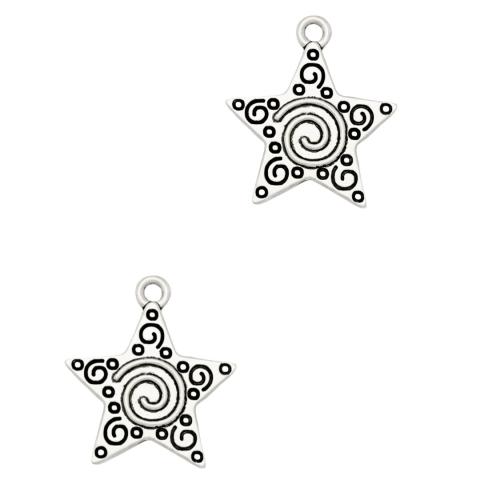 Pendentifs d'étoile en alliage zinc, alliage de zinc, Plaqué de couleur d'argent, DIY Vendu par sac