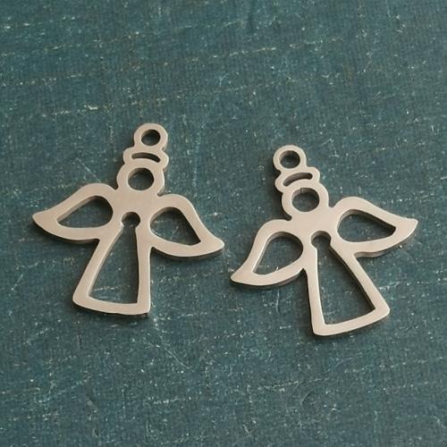 Titanium Steel Pendants, Angel, polished, DIY 